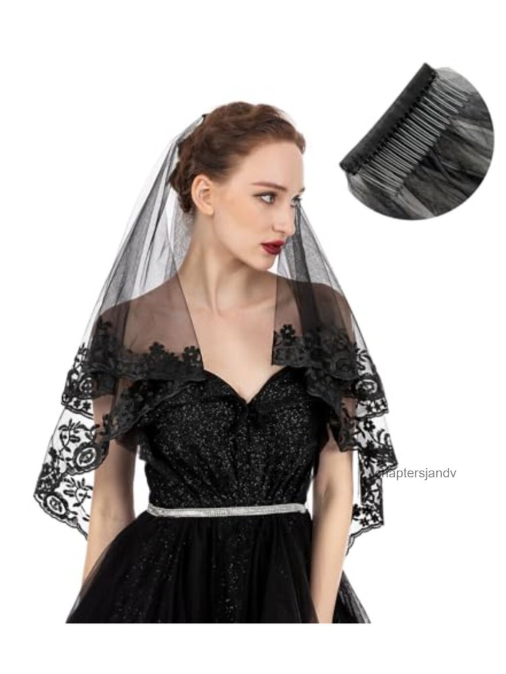 Lace Tulle Cathedral Wedding Veil with Metal Comb Double Layer